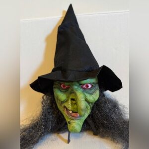 Halloween Scary Witch Old Hag Latex Mask with Hat and Hair. One size for all.